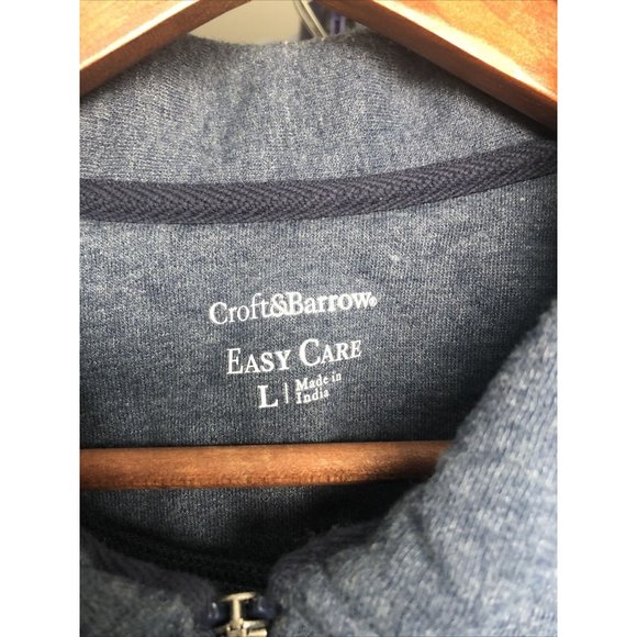 MEN'S LARGE CROFT & BARROW 1/2 ZIP HEATHER Blue - Picture 3 of 4